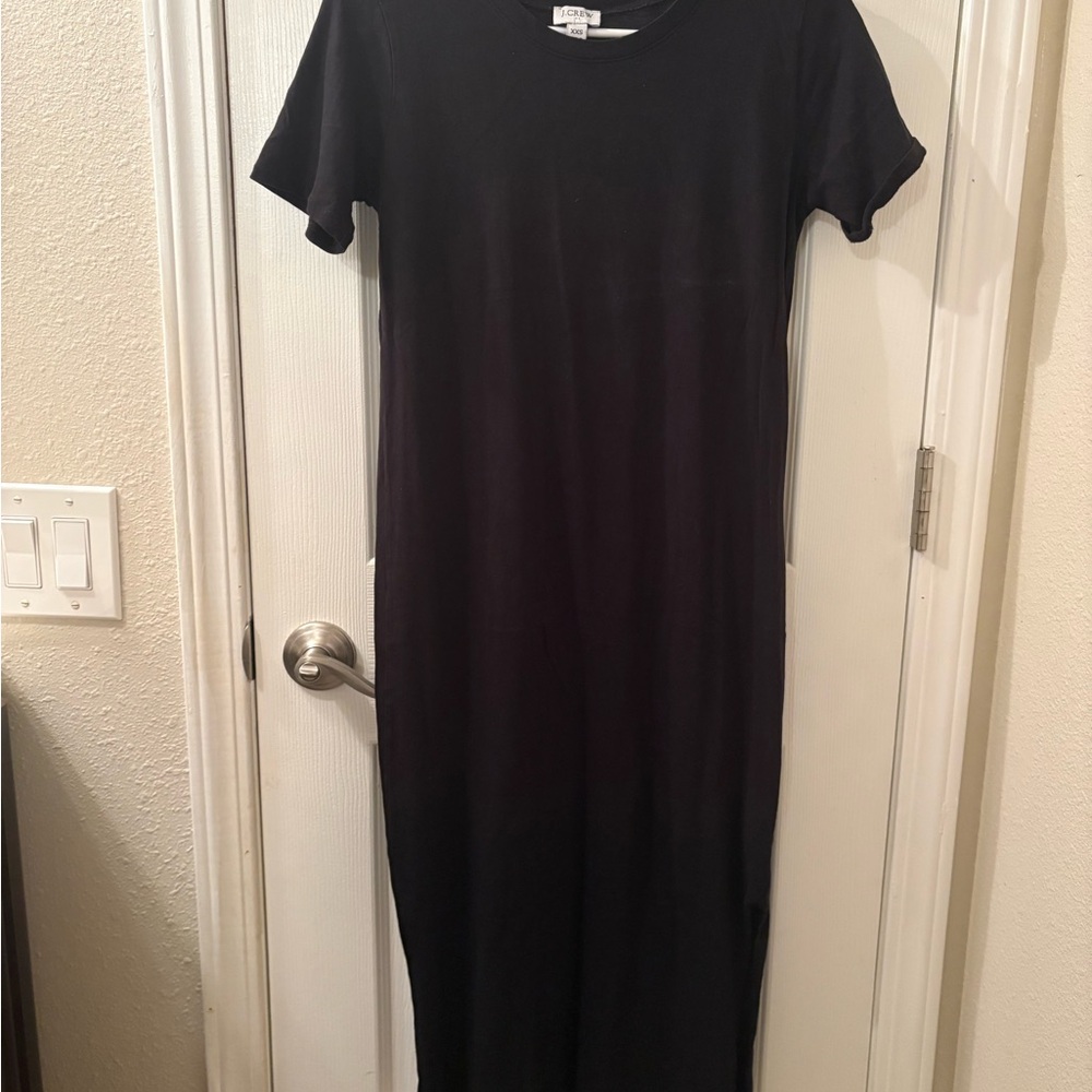 J. Crew Black Short-Sleeve Midi Dress
